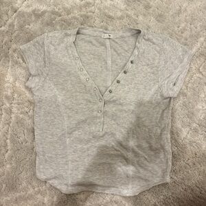 Garage Light Grey V-Neck Button Tee